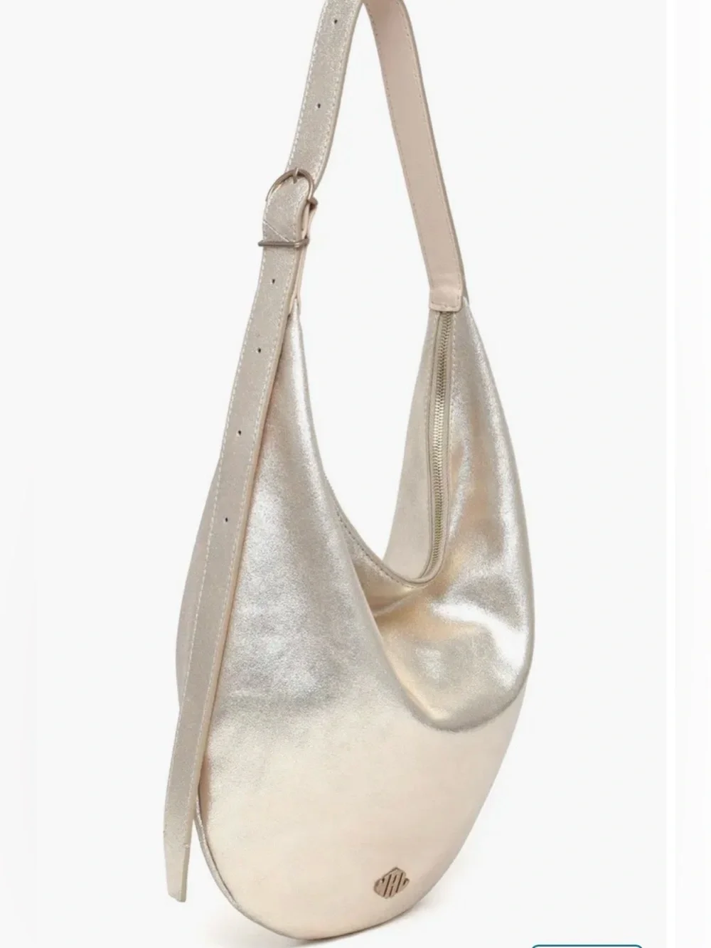 New Amsterdam Leatherworks Wyatt Oversize Metallic Leather Hobo Bag NWT